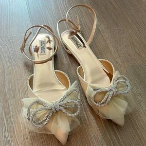 Badgley Mischka Sabina Pointed Toe Ankle Strap Flats